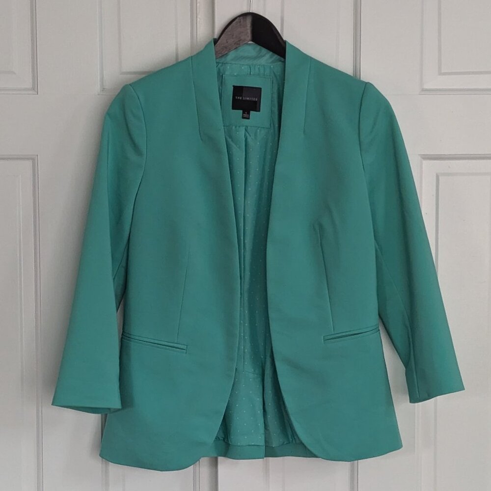 The Limited Collarless Turquoise Blazer